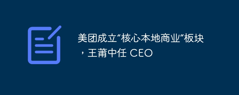 美团成立“核心本地商业”板块，王莆中任 CEO