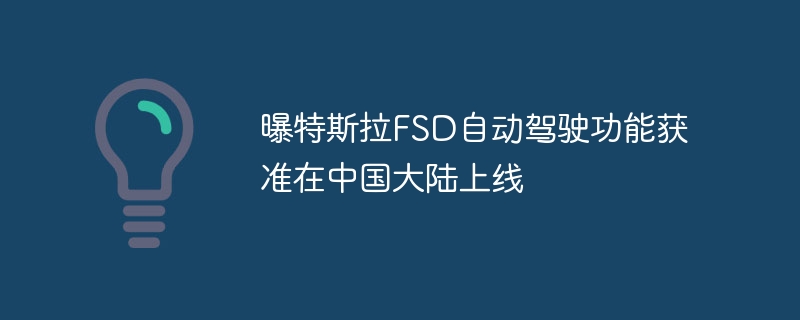 曝特斯拉FSD自动驾驶功能获准在中国大陆上线