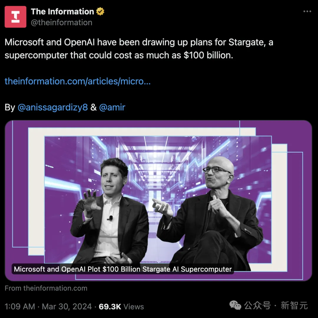 1000亿美元宇宙级豪赌！微软OpenAI打造星际之门AI超算，电力能耗惊人