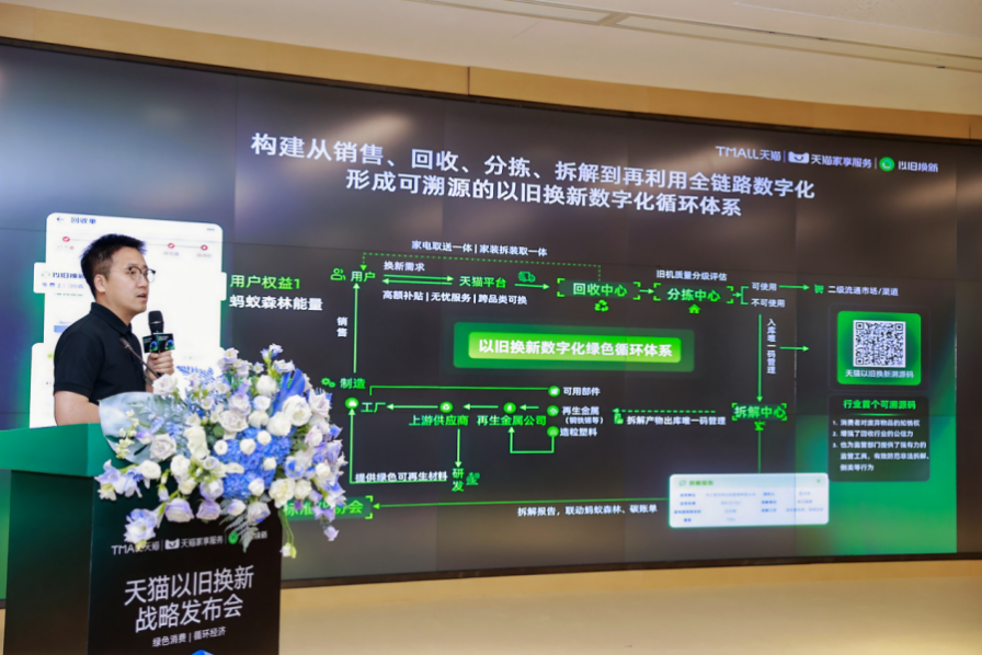 天猫打造以旧换新数字化循环体系 实现废旧家电家具全程可溯