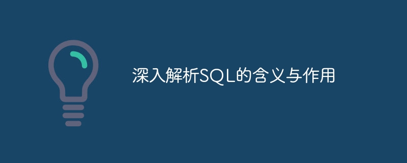 深入探讨SQL的意义与功能