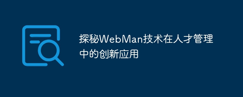 探秘WebMan技术在人才管理中的创新应用