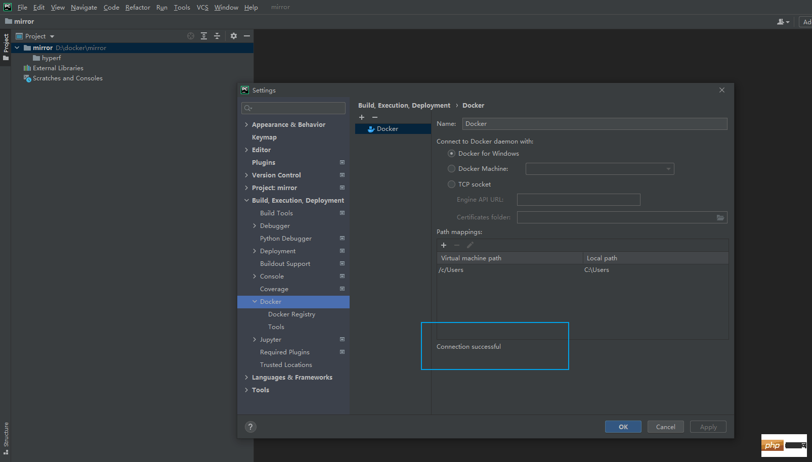 win10 配合 phpstorm 使用 docker 开发