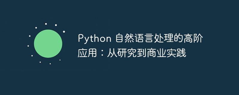 Python 自然语言处理的高阶应用：从研究到商业实践