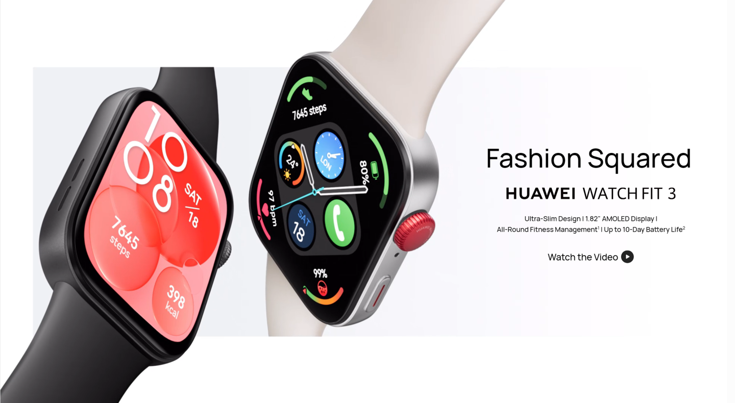 华为海外官网华为WATCH FIT 3手表详情页截图