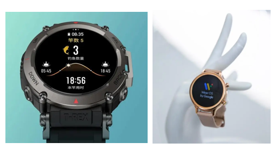 左为华米手表的钓鱼模式,右为出门问问推出的女性手表