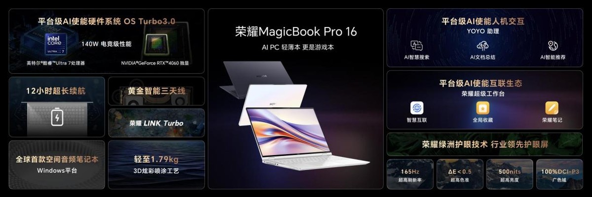 平台级AI全面使能，荣耀MagicBook Pro 16发布