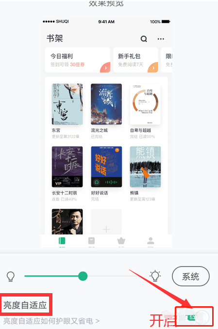 书旗小说怎么开启自动调节屏幕亮度 书旗小说开启自动调节屏幕亮度的方法