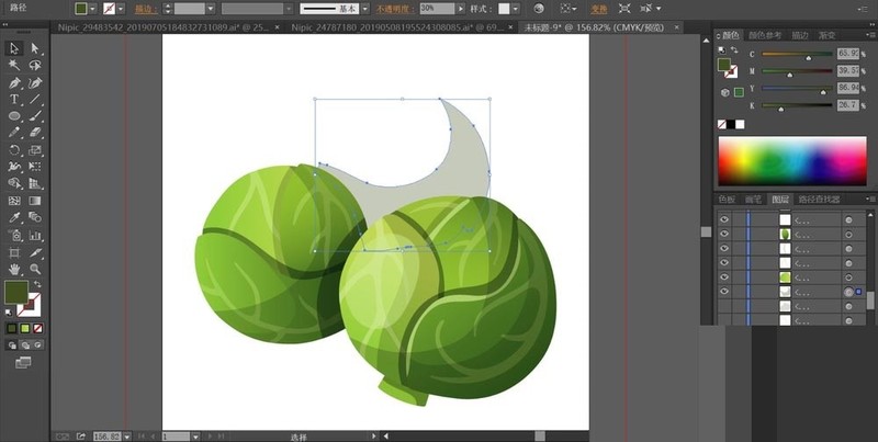 ai手绘逼包菜素材插画的操作方法