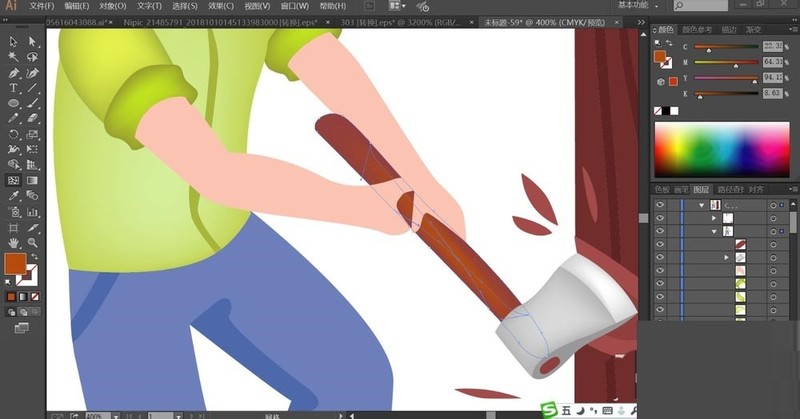 ai手绘伐木工人卡通形象的详细方法