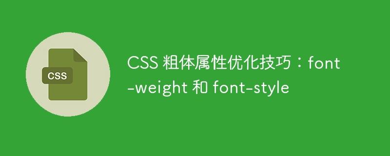 CSS 粗体属性优化技巧：font-weight 和 font-style