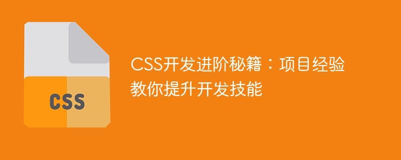 CSS开发进阶秘籍：项目经验教你提升开发技能