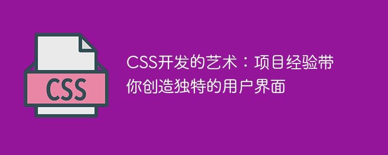 CSS开发的艺术：项目经验带你创造独特的用户界面