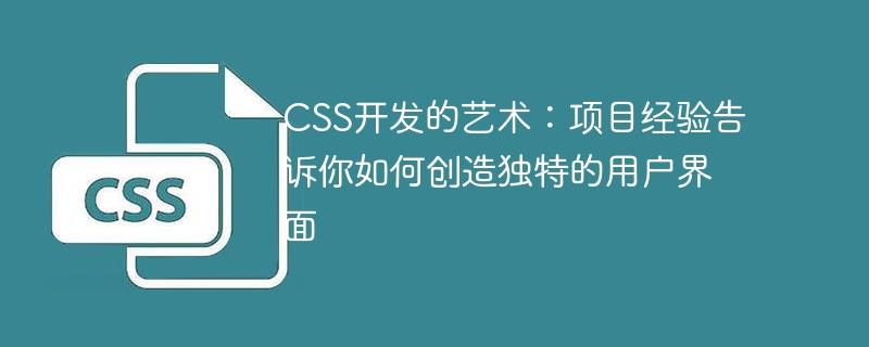 CSS开发的艺术：项目经验告诉你如何创造独特的用户界面