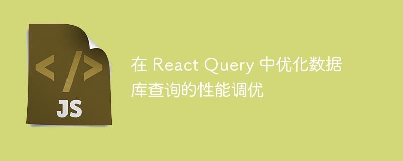 在 React Query 中优化数据库查询的性能调优