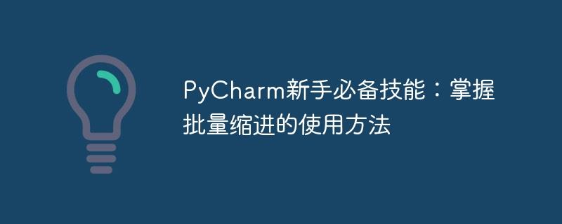 学会利用批量缩进是PyCharm新手必须掌握的技能