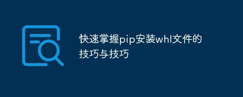 掌握pip安装whl文件的快速技巧与方法