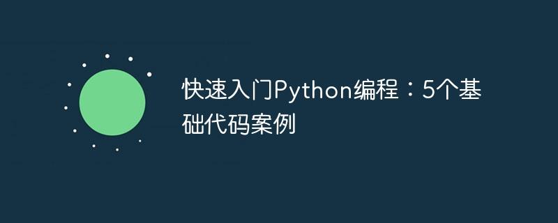 Python编程初学者的快速起步：5个基本代码示例