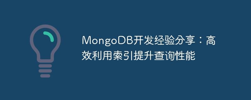 MongoDB开发经验分享：高效利用索引提升查询性能