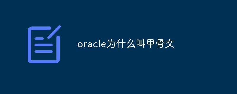 oracle为什么叫甲骨文