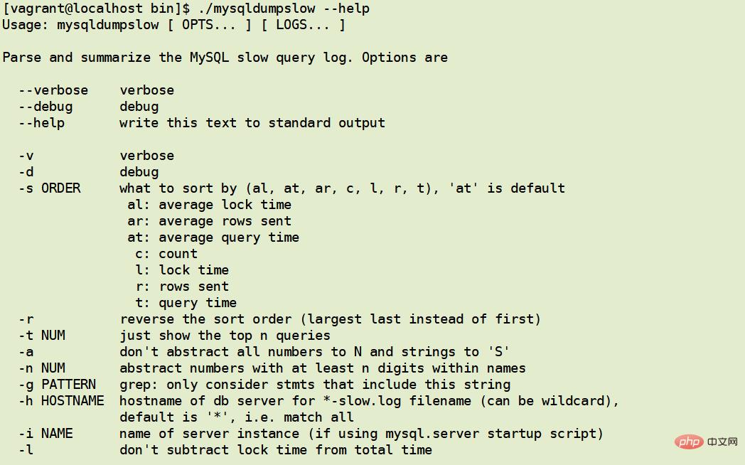 mysqldumpslow的帮助信息