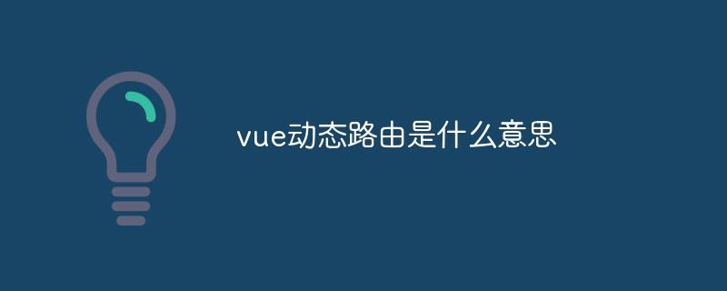 vue动态路由是什么意思